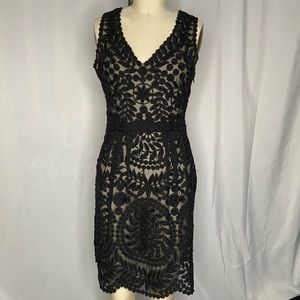 Baraschi semi sheer silk embroidered lace dress